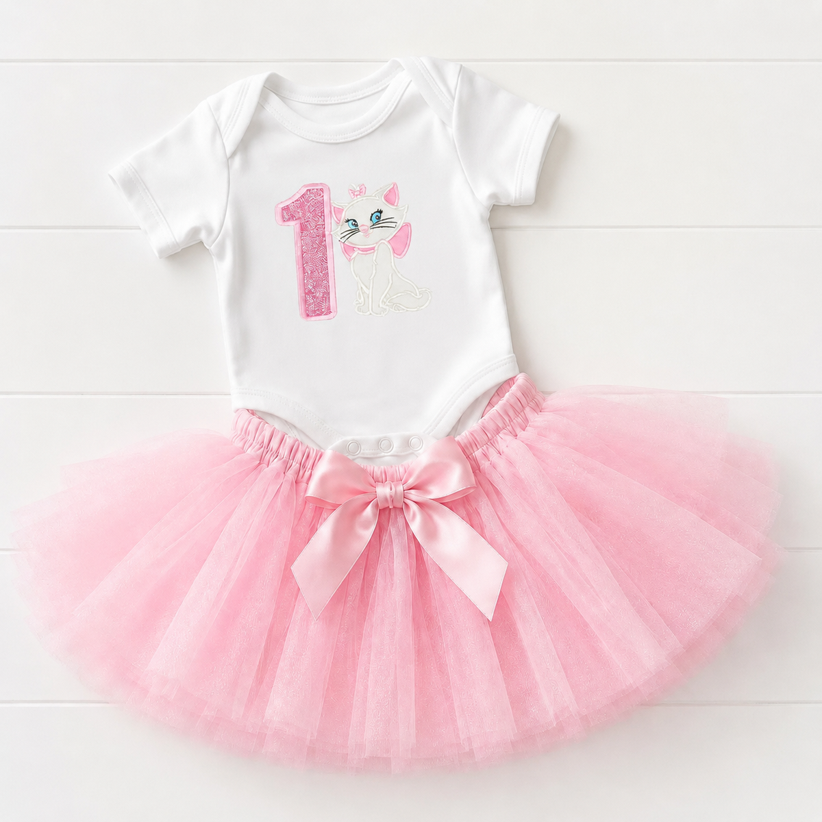 Personalized White Kitten Birthday Shirt for Girls