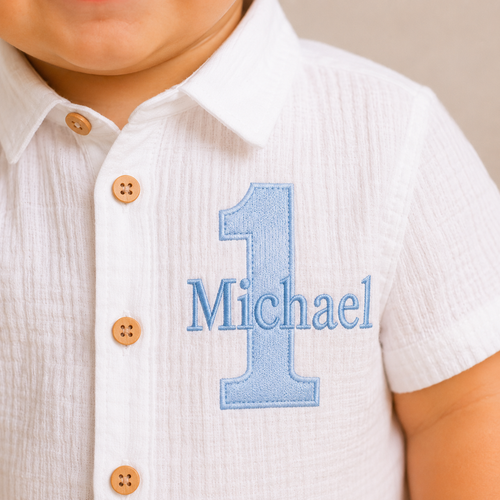 Baby Boy First Birthday Outfit with Personalized Shirt