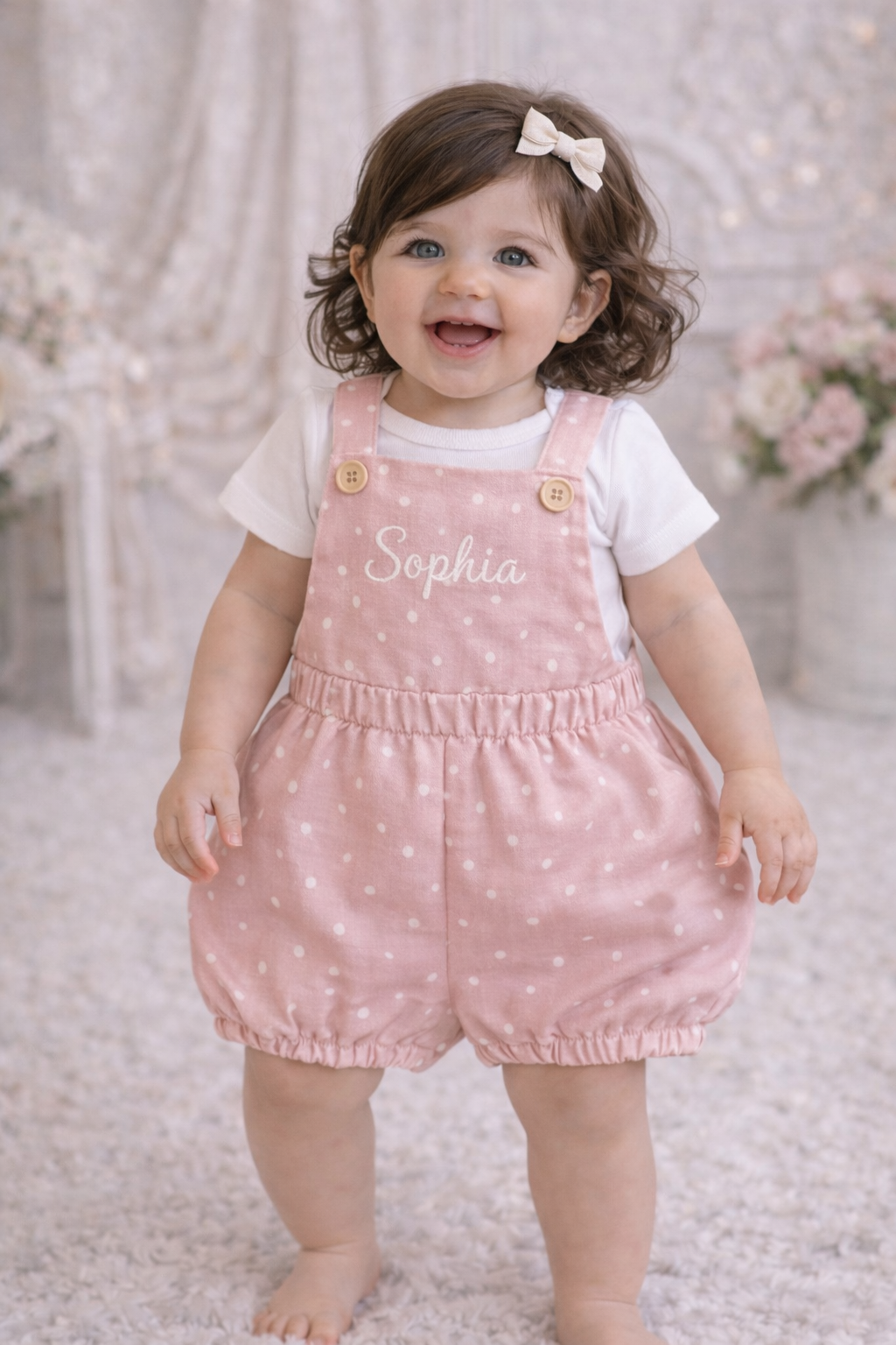 Personalized Cotton Baby Romper Set, First Birthday Outfit