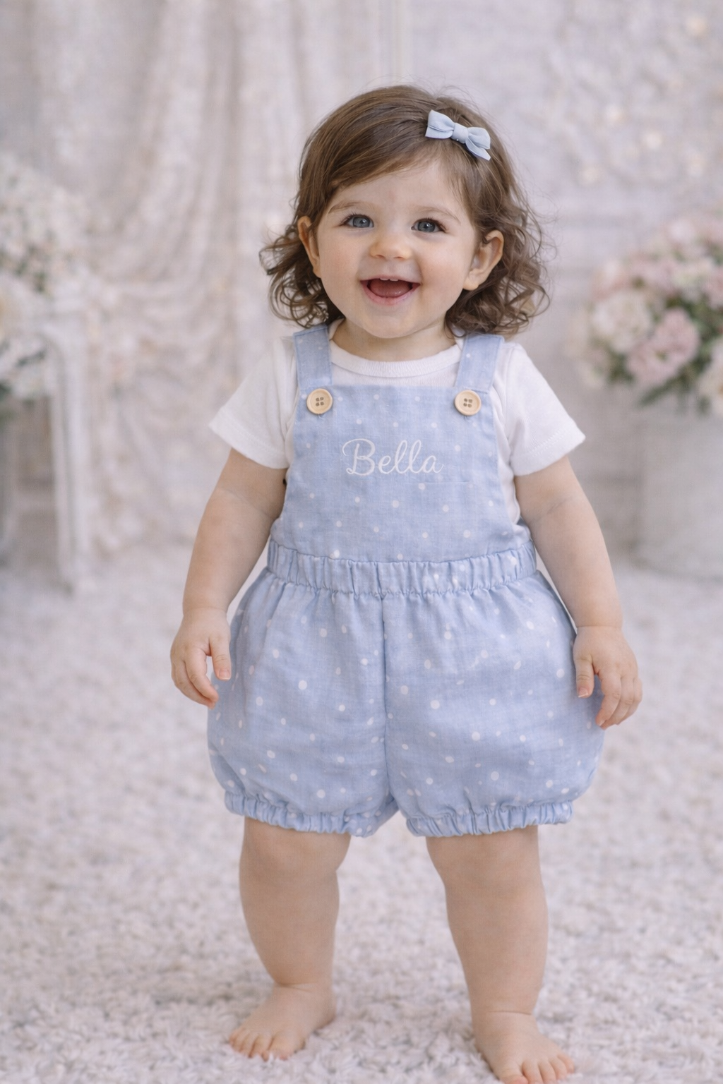 Personalized Cotton Baby Romper Set, First Birthday Outfit