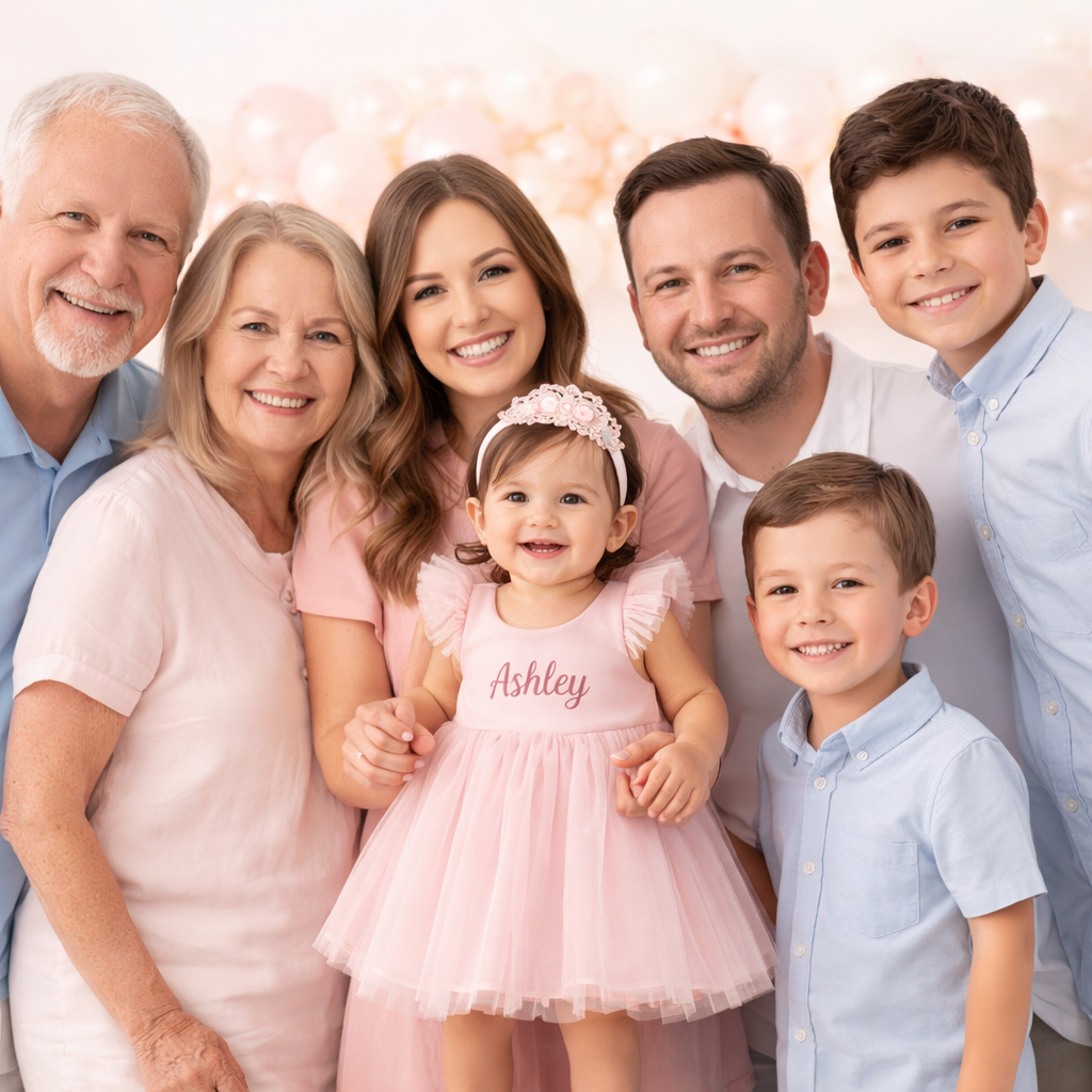 Personalized Pink or White Tulle Baby Dress