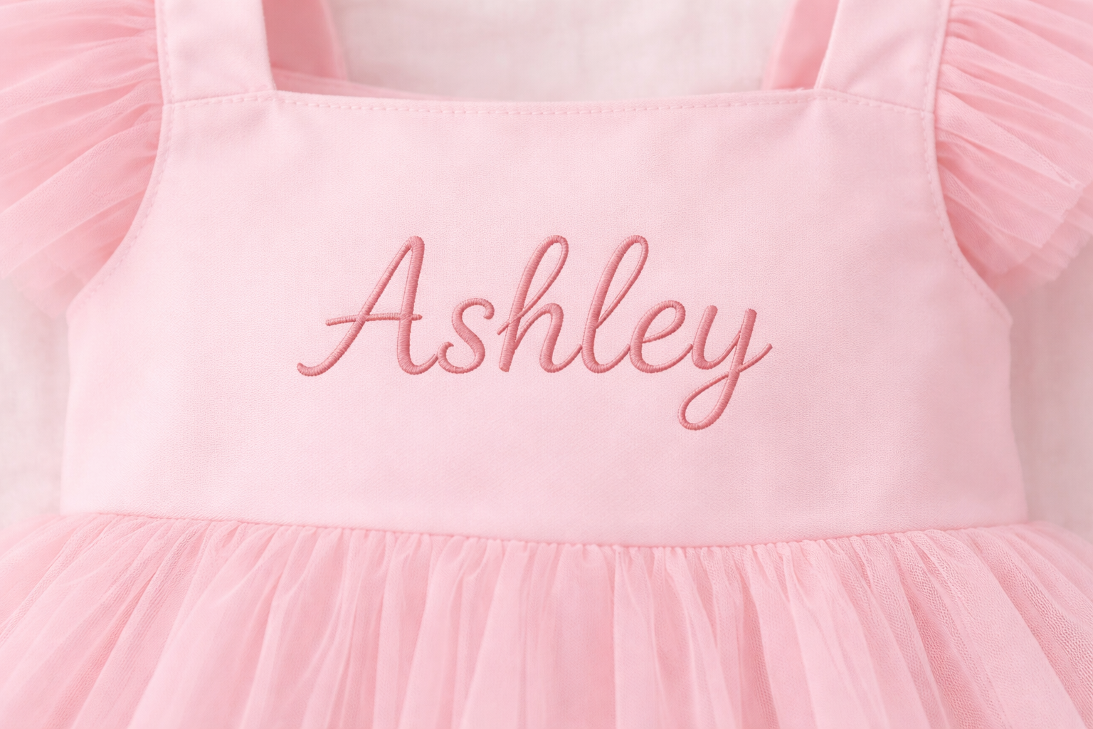 Personalized Pink or White Tulle Baby Dress