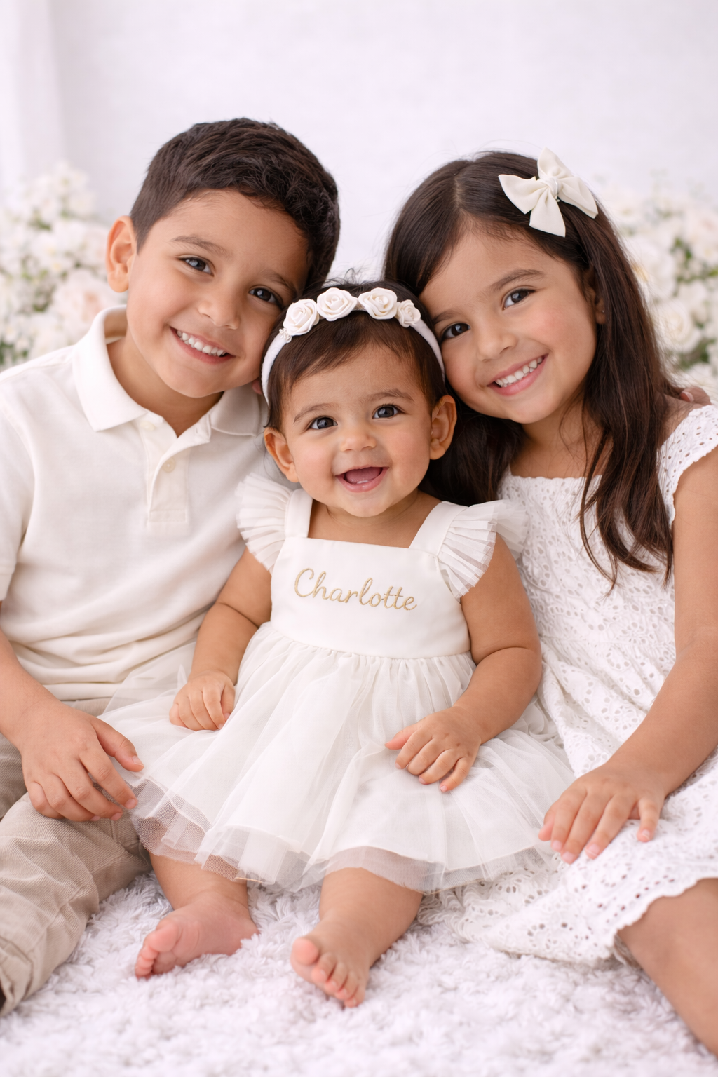 Personalized Pink or White Tulle Baby Dress