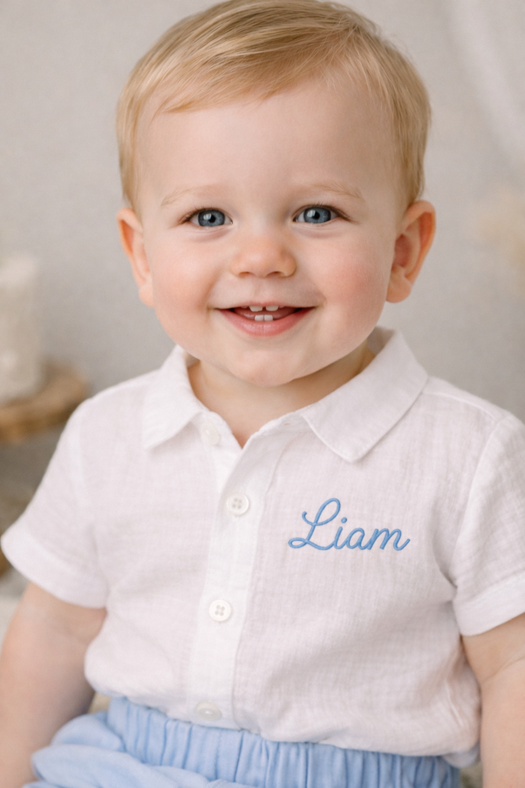 Boy Cake Smash Outfit, Personalized Name Shirt and Shorts, First Year Photo Outfit