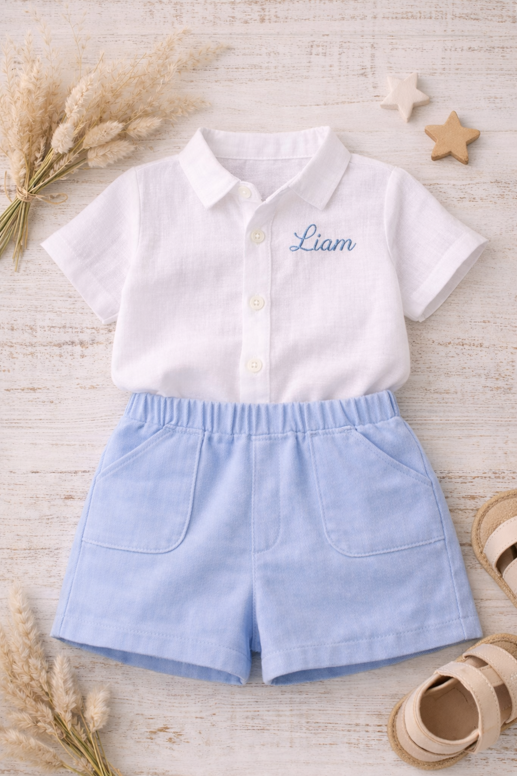 Boy Cake Smash Outfit, Personalized Name Shirt and Shorts, First Year Photo Outfit