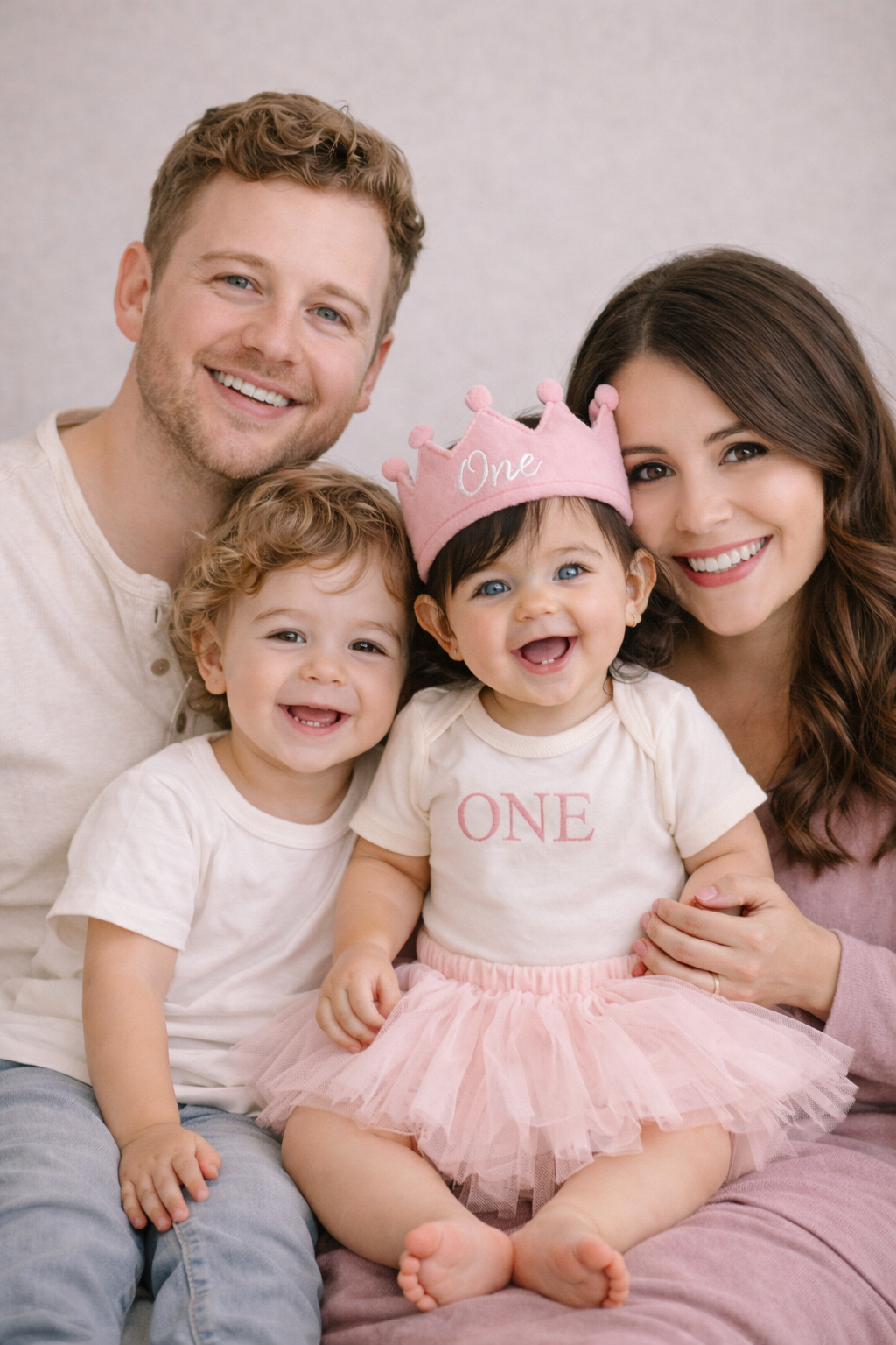 First Birthday ONE Embroidered Bodysuit Pink Tutu Personalized Cake Smash Set Handmade