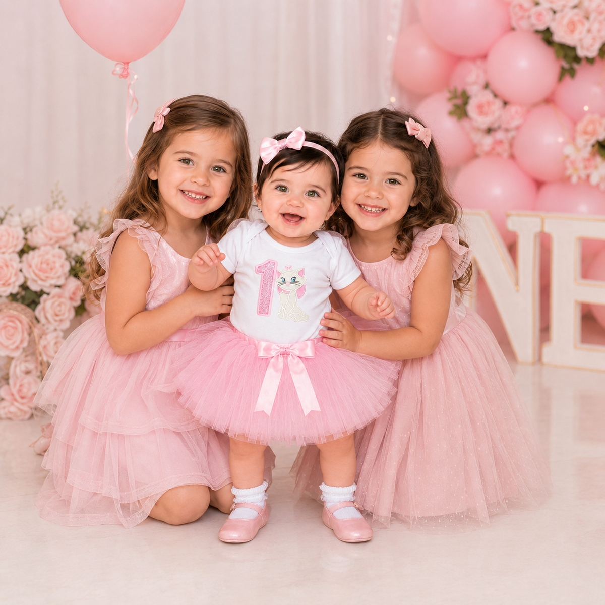 Personalized White Kitten Birthday Shirt for Girls