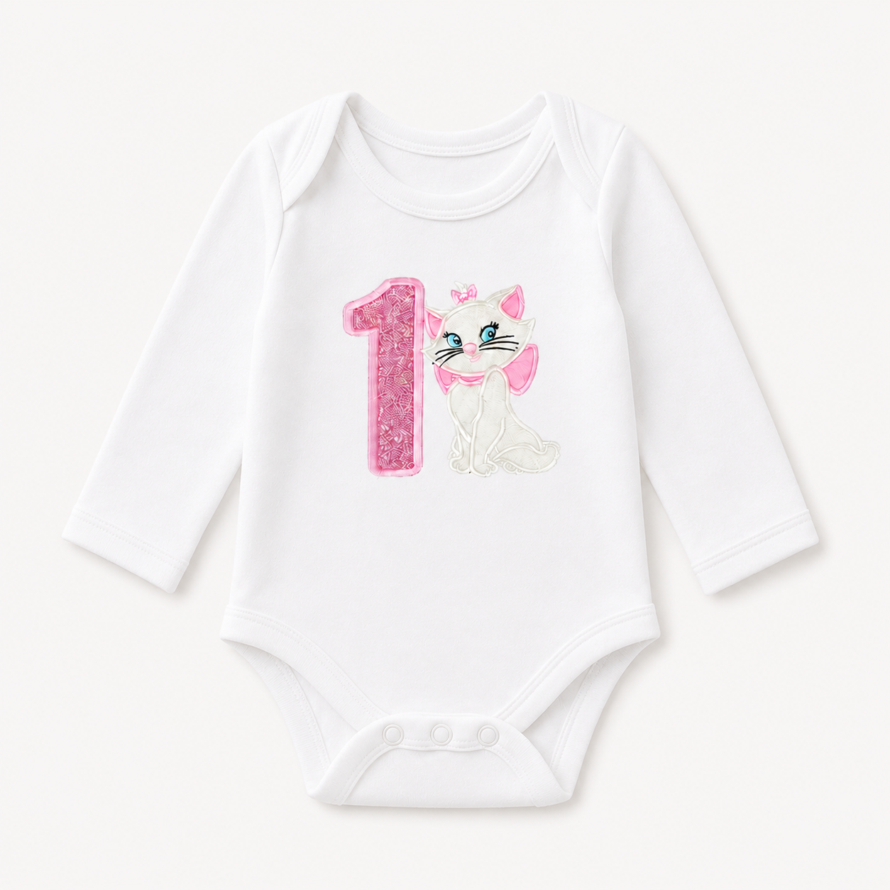 Personalized White Kitten Birthday Shirt for Girls
