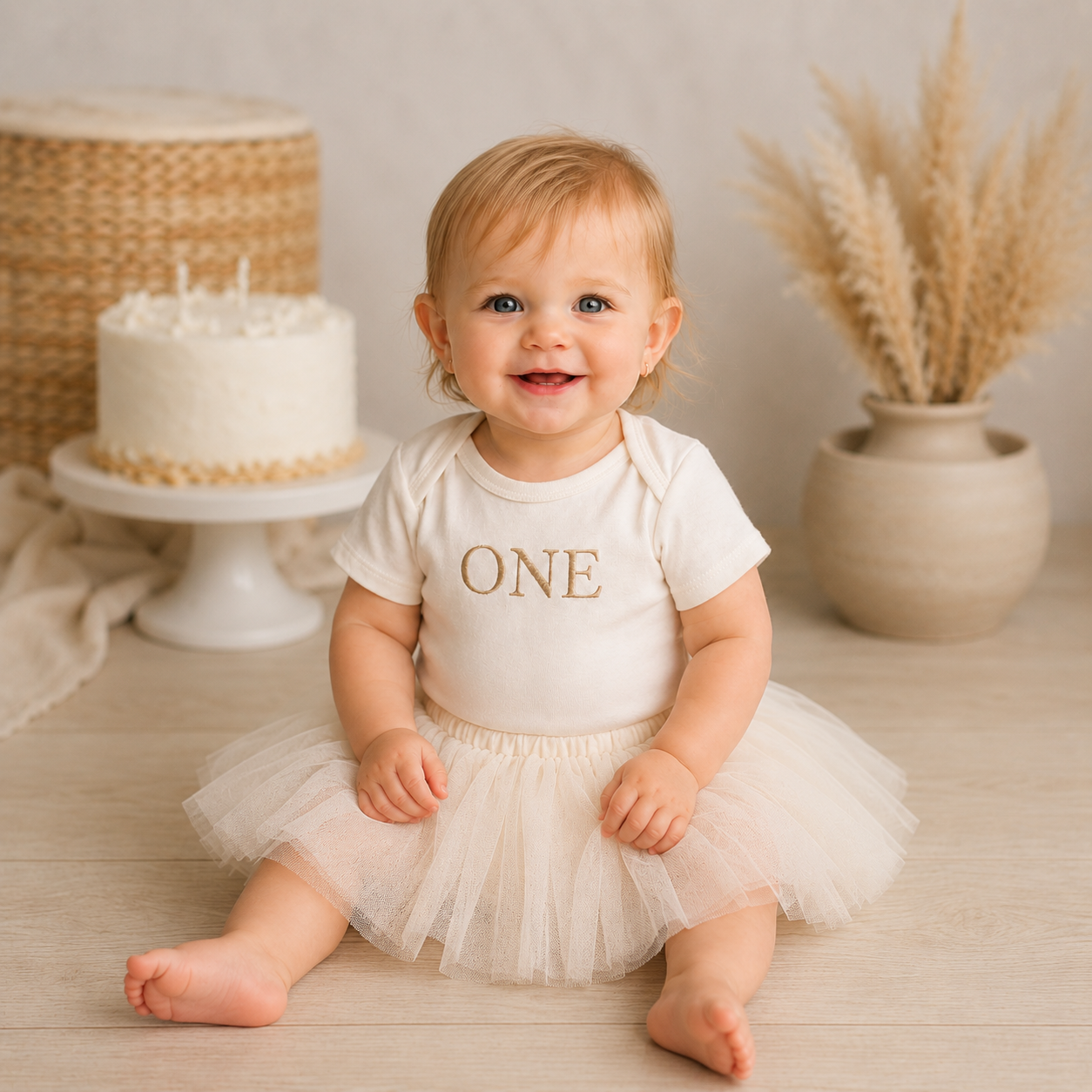 First Birthday ONE Embroidered Bodysuit Pink Tutu Personalized Cake Smash Set Handmade