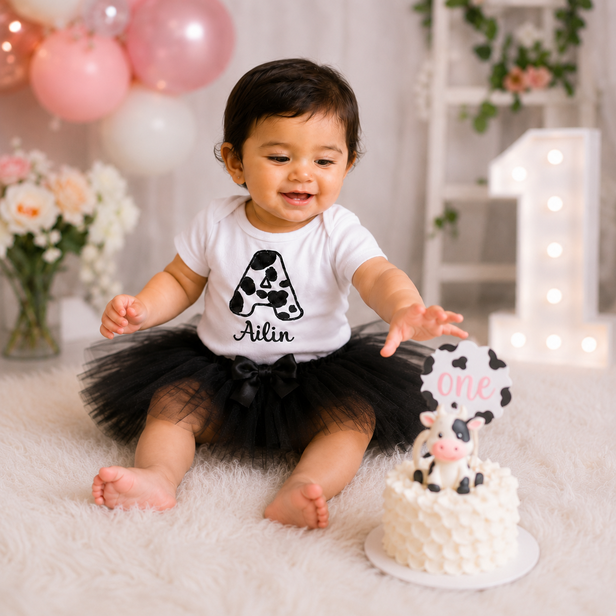Personalized Cow Print Birthday Sets: Custom Farm Party Outfit