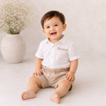 Boy Cake Smash Outfit, Personalized Name Shirt and Shorts, First Year Photo Outfit