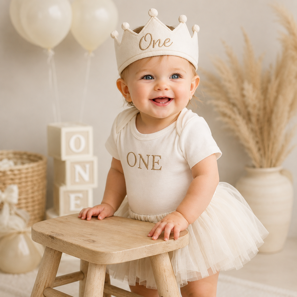 First Birthday ONE Embroidered Bodysuit Pink Tutu Personalized Cake Smash Set Handmade