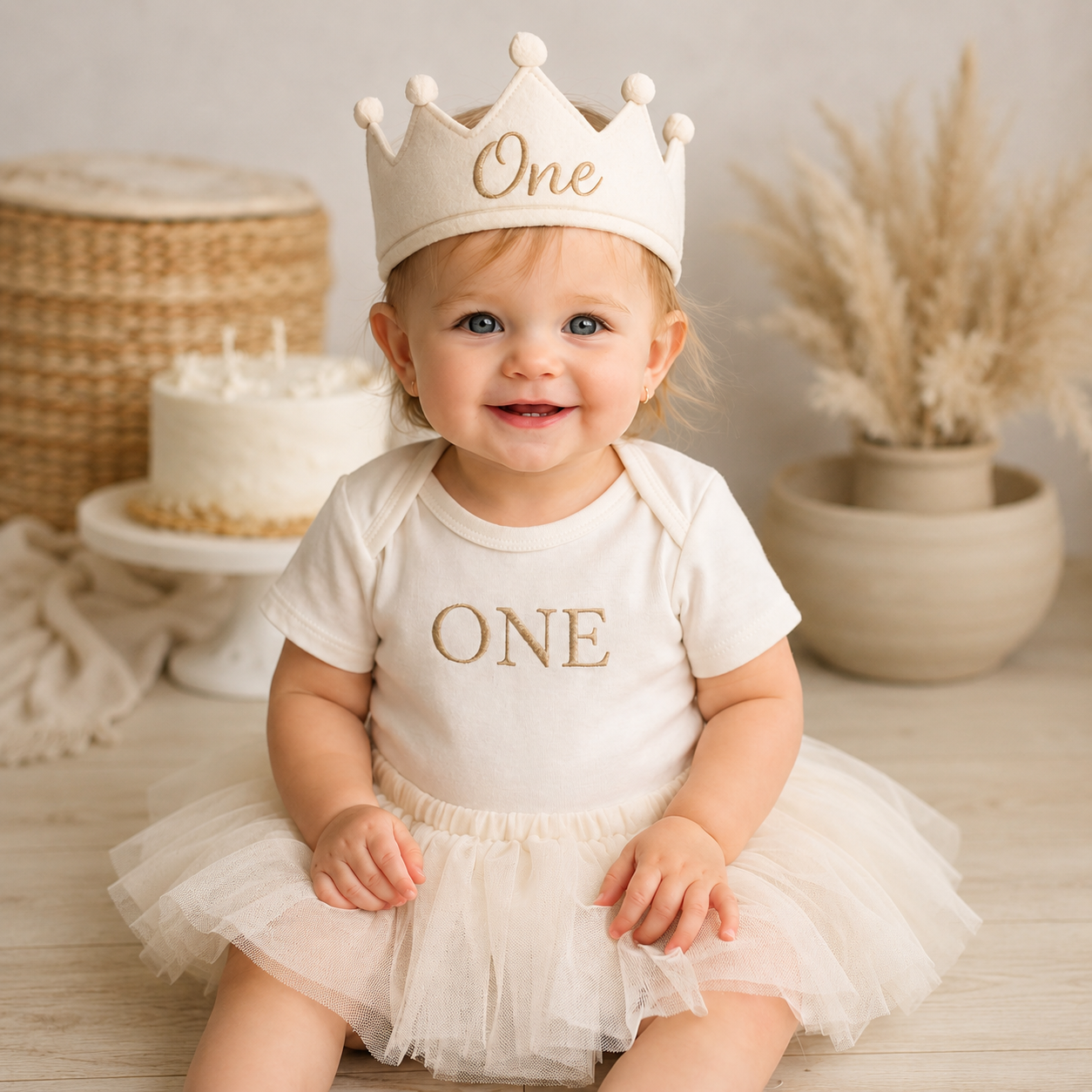 First Birthday ONE Embroidered Bodysuit Pink Tutu Personalized Cake Smash Set Handmade