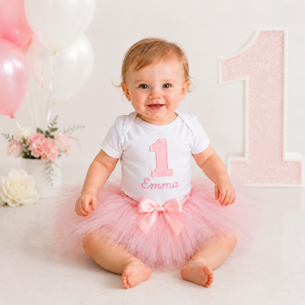 Personalized First Birthday Tutu Set for Baby Girl Cake Smash