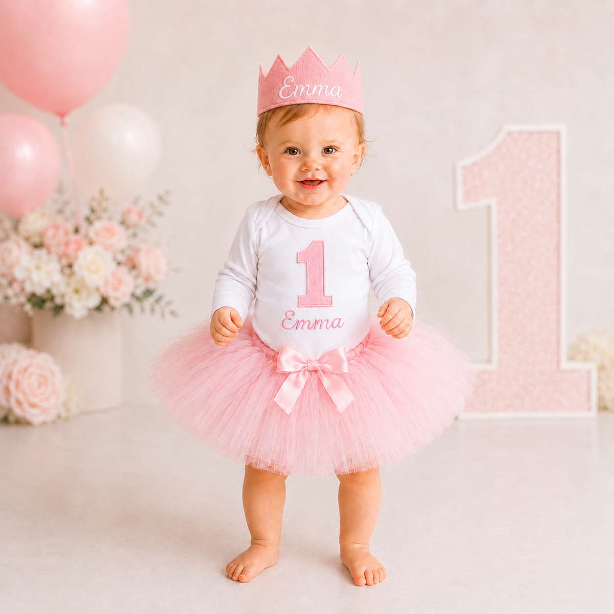 Personalized First Birthday Tutu Set for Baby Girl Cake Smash