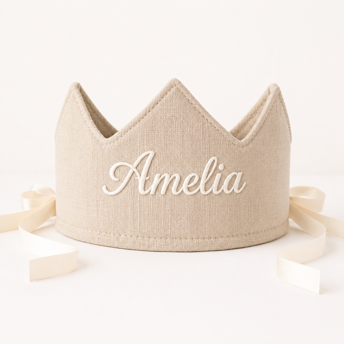 Personalized Embroidered Fabric Birthday Crown, First Birthday Photos