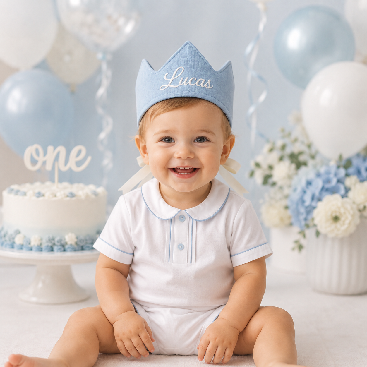 Personalized Embroidered Fabric Birthday Crown, First Birthday Photos