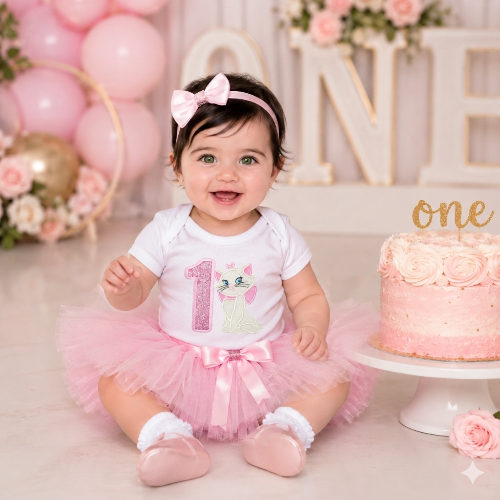 Personalized White Kitten Birthday Shirt for Girls