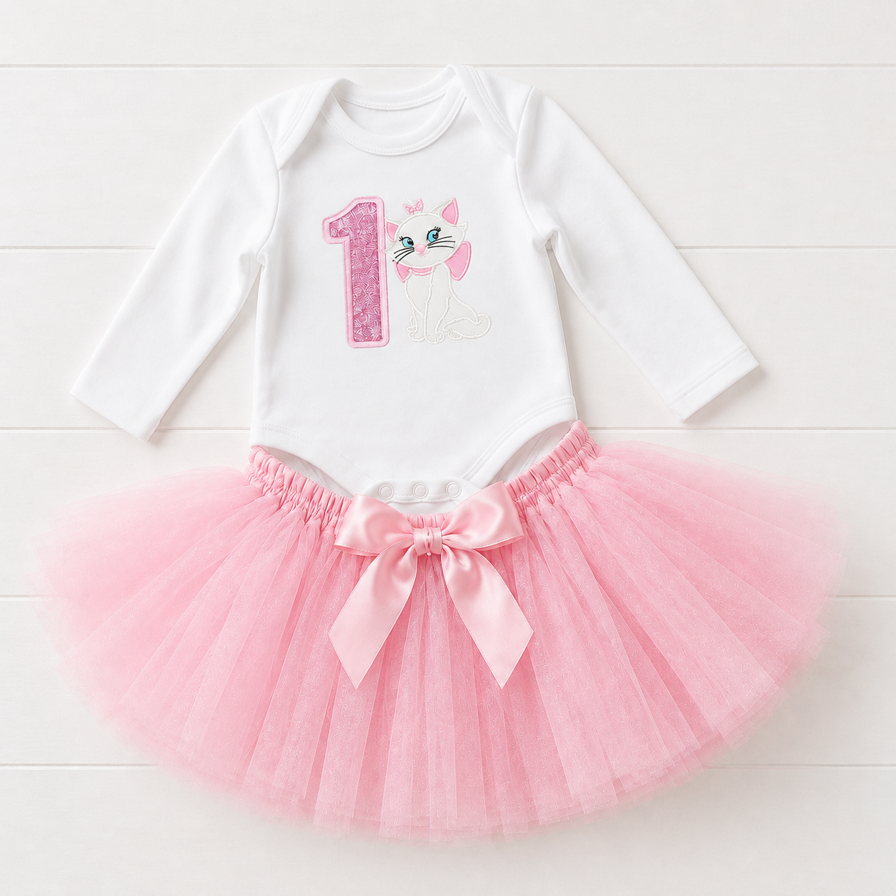 Personalized White Kitten Birthday Shirt for Girls