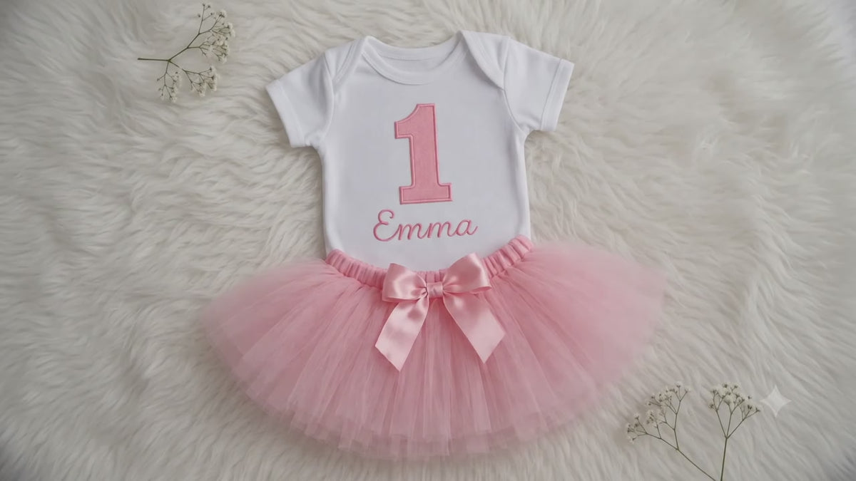Personalized First Birthday Tutu Set for Baby Girl Cake Smash